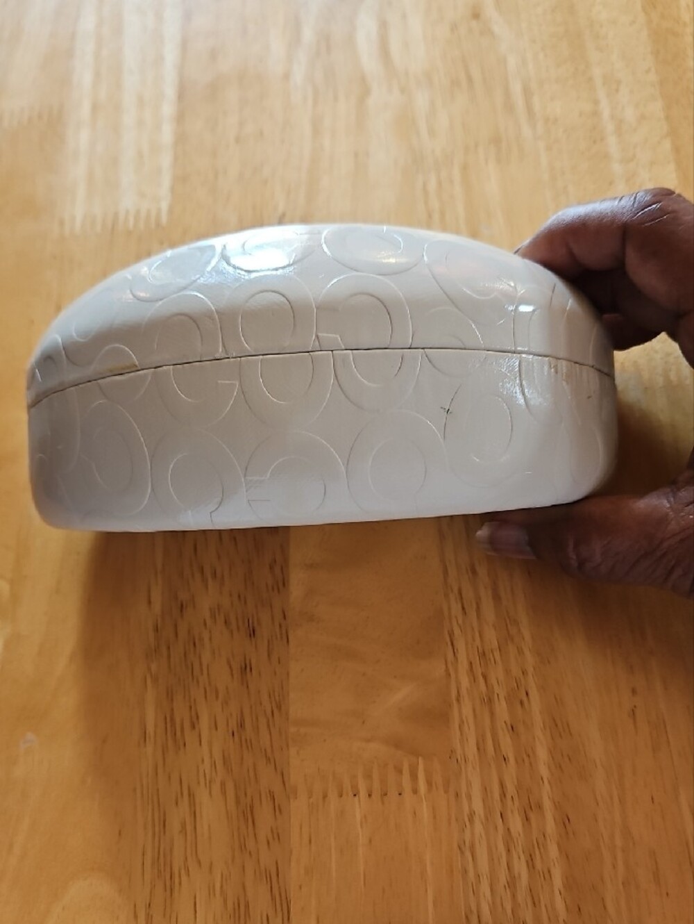 Coach White Embossed Signature Hard Sunglasses Case - Picture 2 of 8